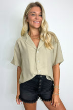 Sage Beige / S At My Best Button Down Relaxed Top - Madison and Mallory