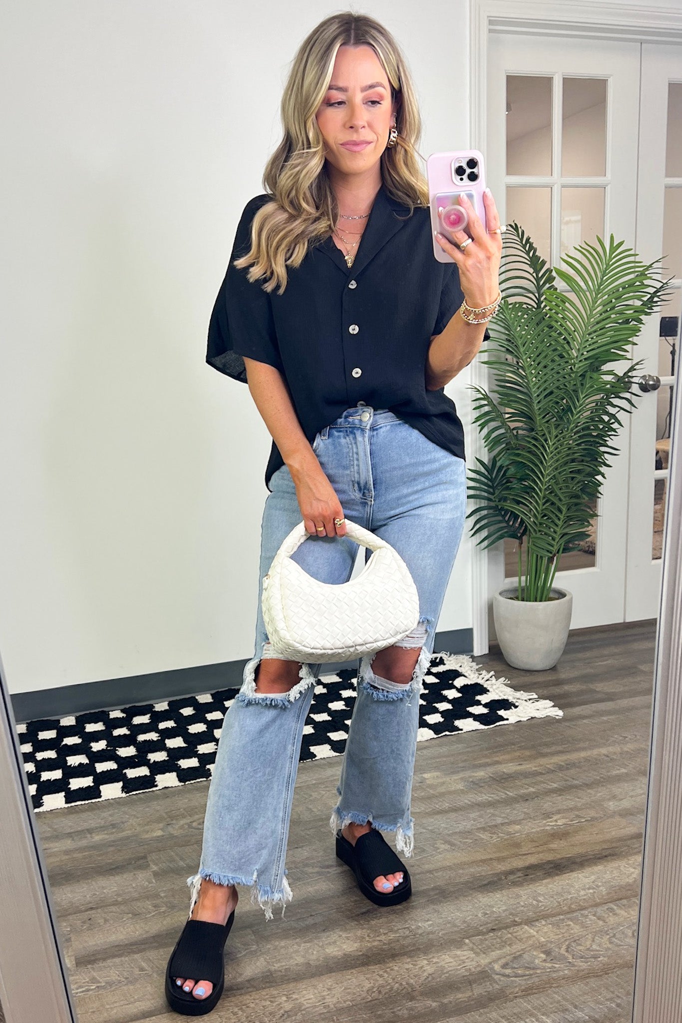  At My Best Button Down Relaxed Top - BACK IN STOCK - Madison and Mallory