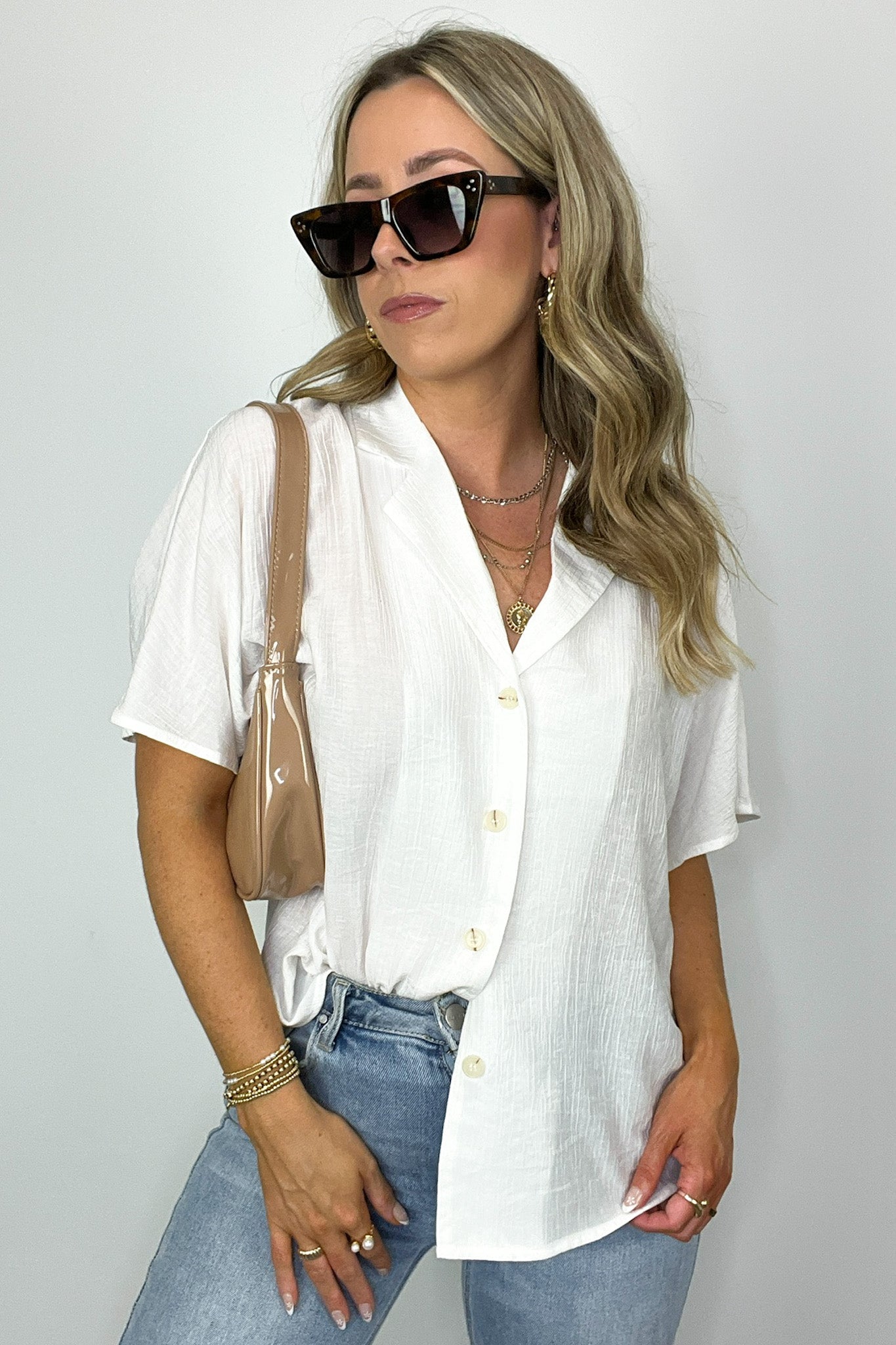  At My Best Button Down Relaxed Top - BACK IN STOCK - Madison and Mallory