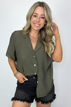 Olive / S At My Best Button Down Relaxed Top - Madison and Mallory