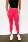 Flamingo Pink / S Athenia High Waist Side Pocket Leggings - FINAL SALE - Madison and Mallory