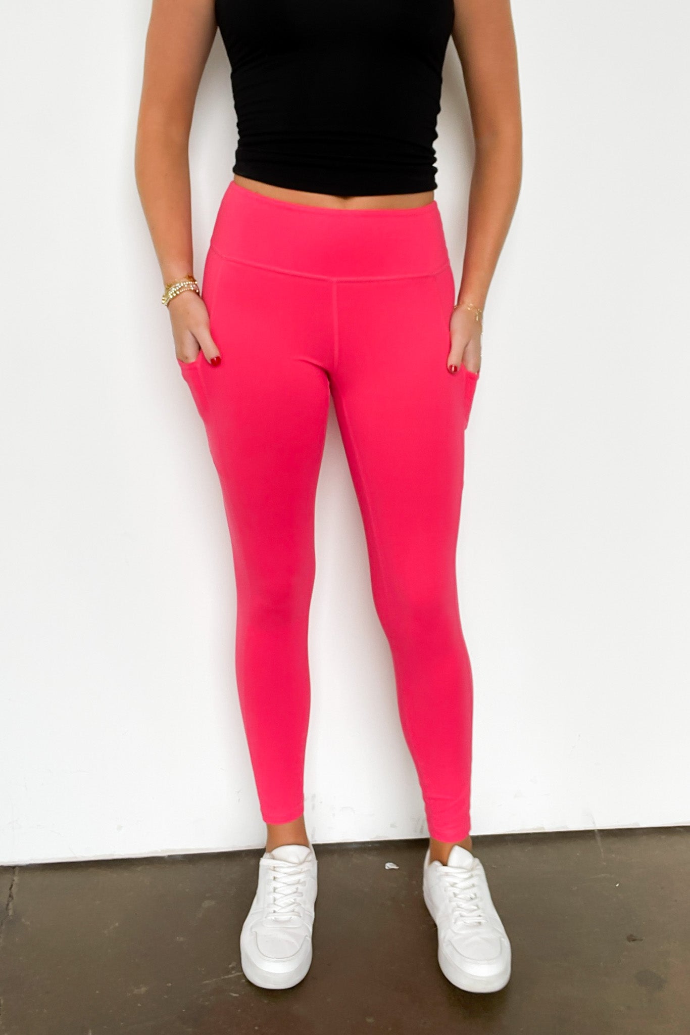 Flamingo Pink / S Athenia High Waist Side Pocket Leggings - Madison and Mallory