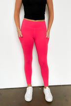 Flamingo Pink / S Athenia High Waist Side Pocket Leggings - FINAL SALE - Madison and Mallory