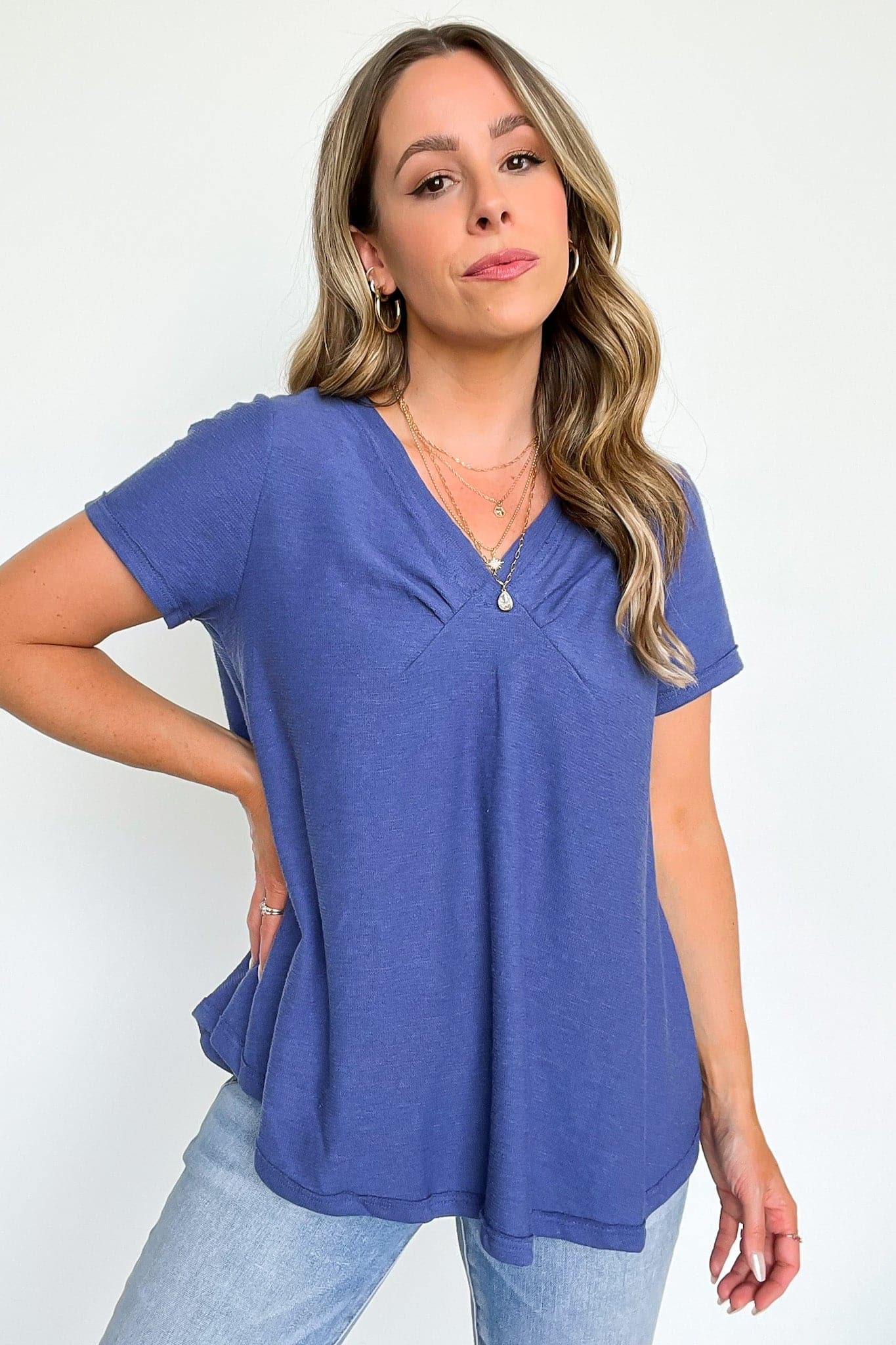  Audrie Short Sleeve V-Neck Top - FINAL SALE - Madison and Mallory