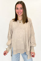 Ash Mocha / SM August Glow Acid Wash Pullover - Madison and Mallory