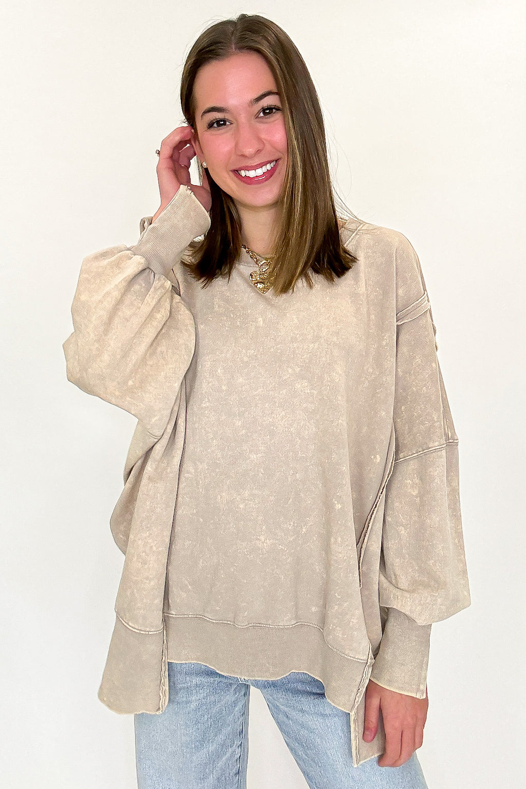 August Glow Acid Wash Pullover - BACK IN STOCK - Madison and Mallory
