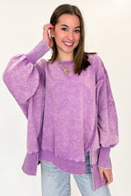Bright Violet / SM August Glow Acid Wash Pullover - BACK IN STOCK - Madison and Mallory
