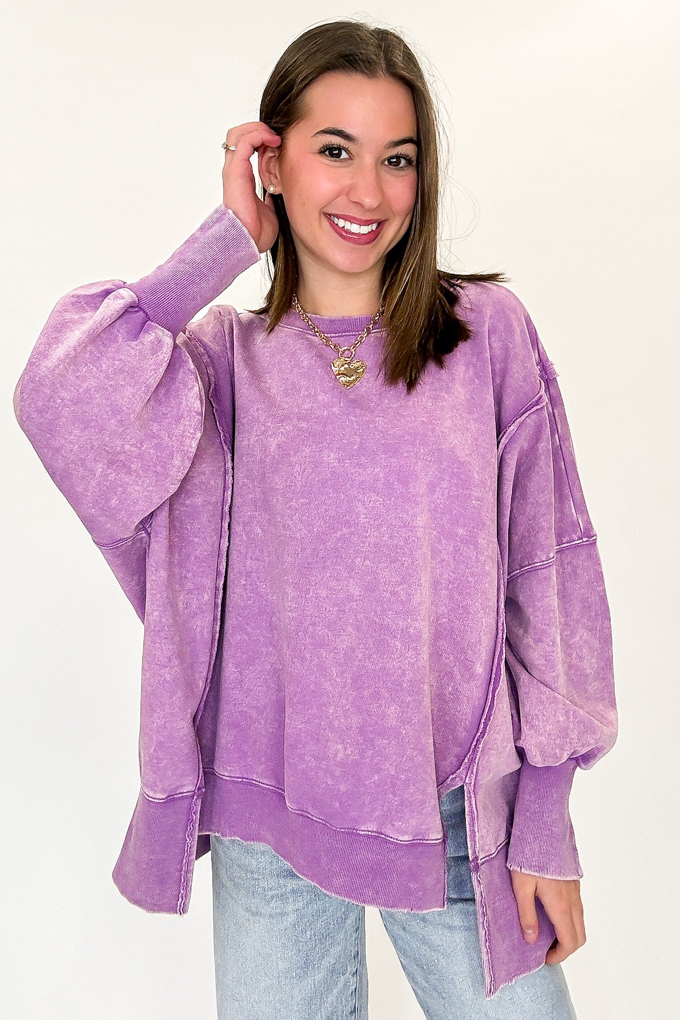 Bright Violet / SM August Glow Acid Wash Pullover - BACK IN STOCK - Madison and Mallory