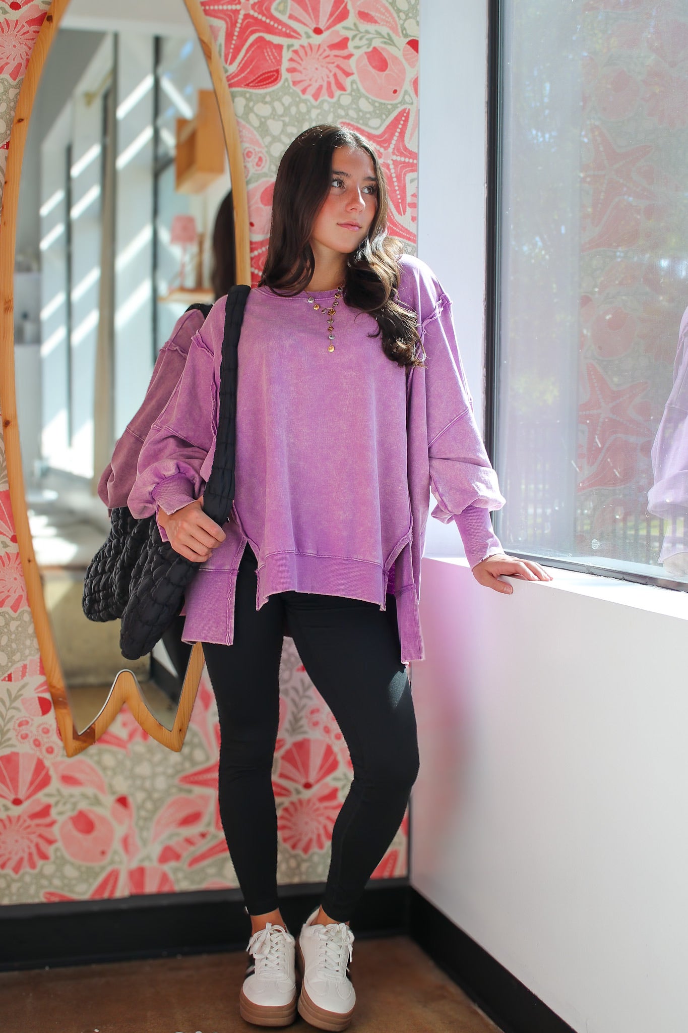 August Glow Acid Wash Pullover | Madison + Mallory