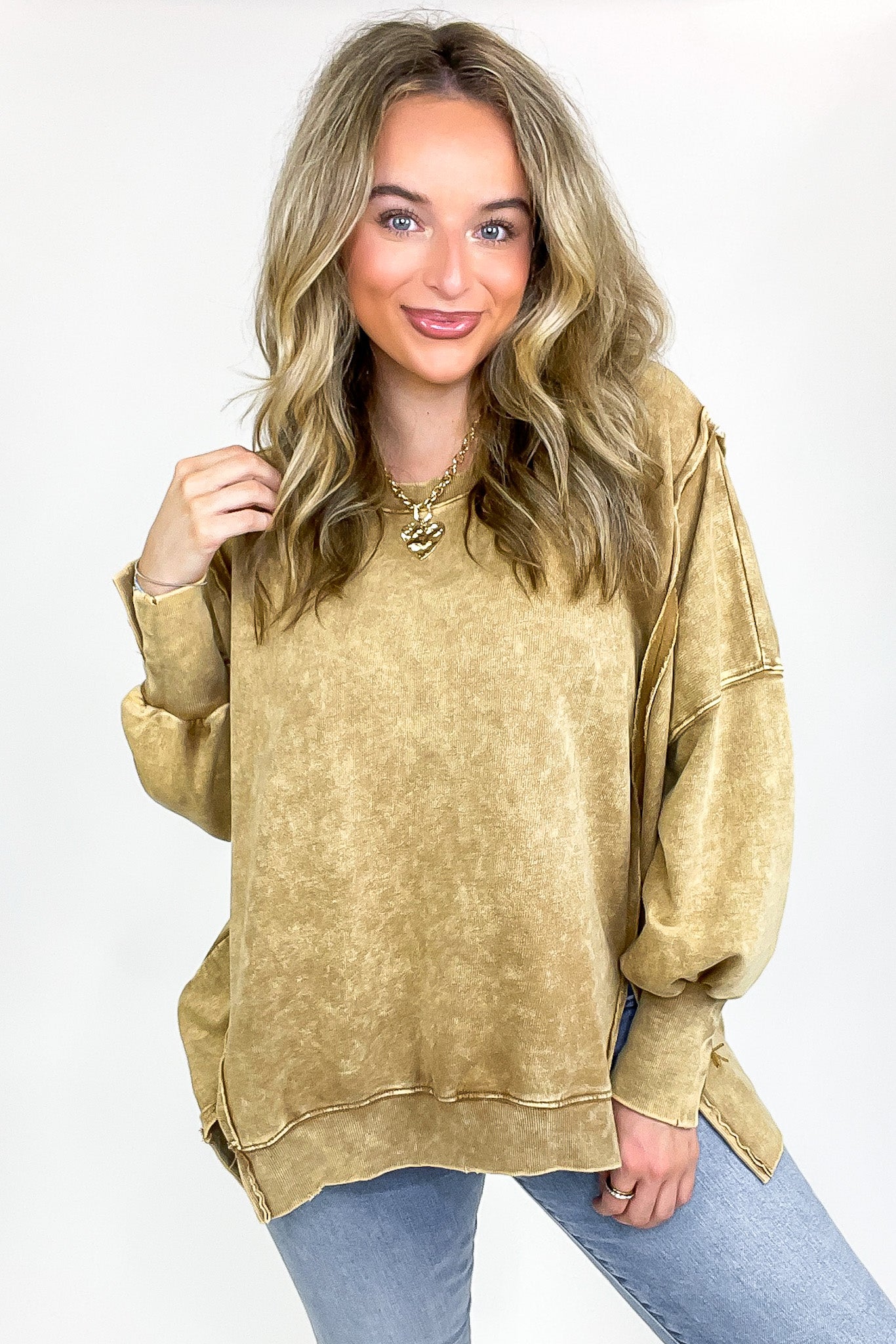 August Glow Acid Wash Pullover - BACK IN STOCK - Madison and Mallory