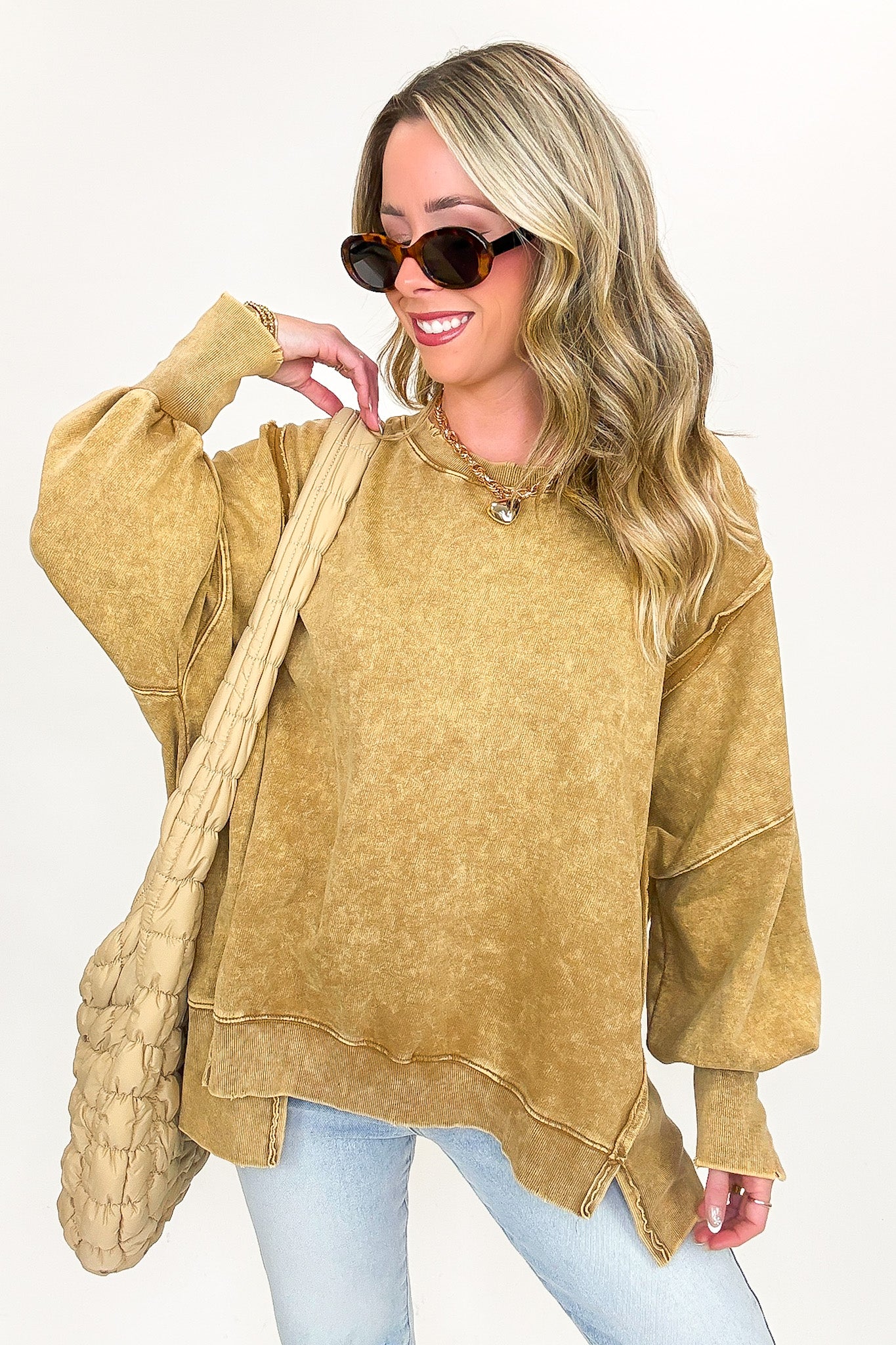 August Glow Acid Wash Pullover - BACK IN STOCK - Madison and Mallory