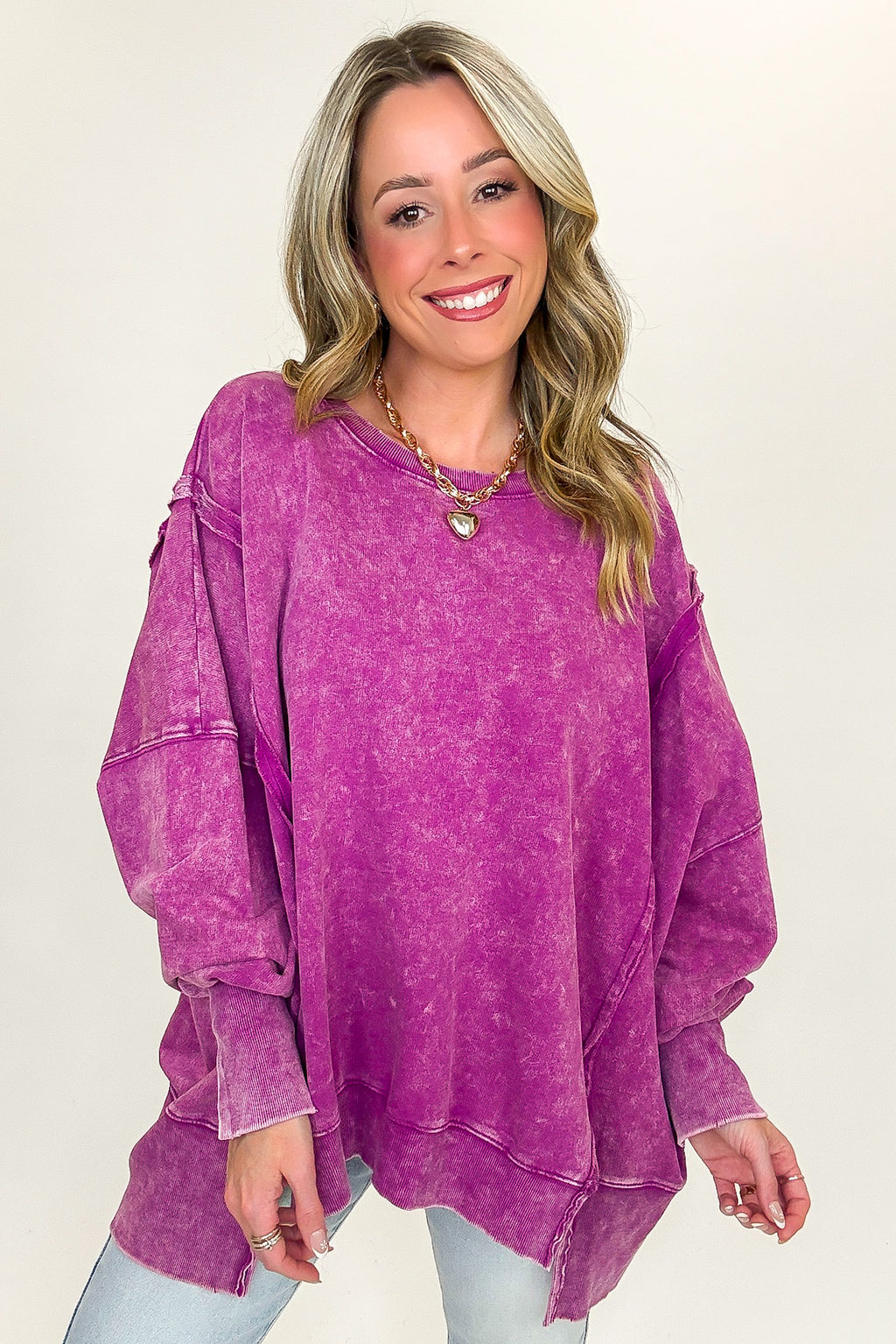 Light Plum / SM August Glow Acid Wash Pullover - BACK IN STOCK - Madison and Mallory