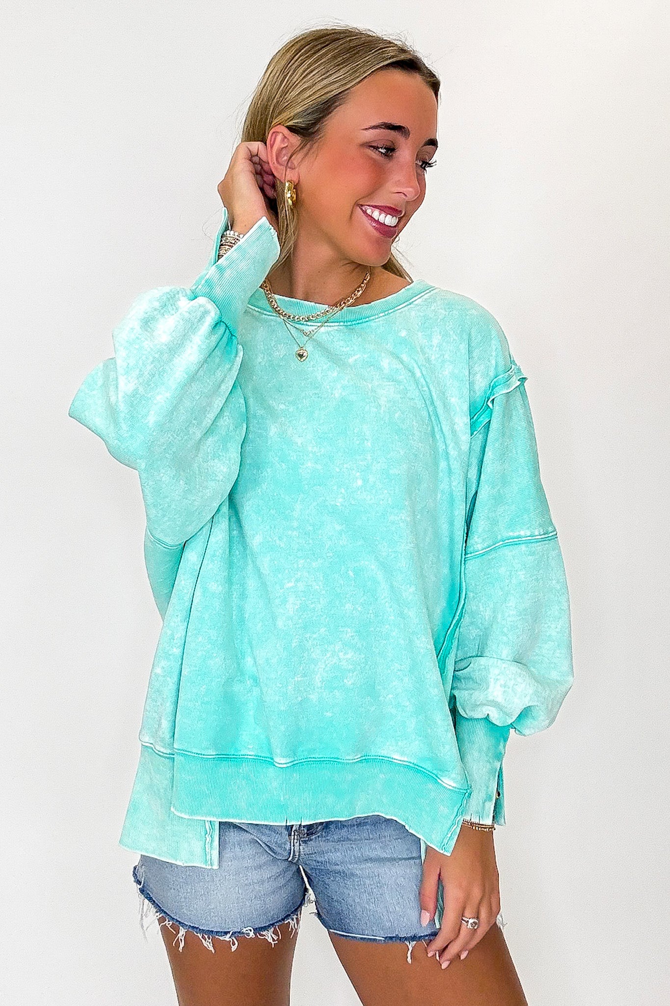 August Glow Acid Wash Pullover - BACK IN STOCK - Madison and Mallory