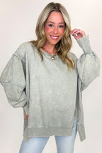 Sleet / SM August Glow Acid Wash Pullover - Madison and Mallory