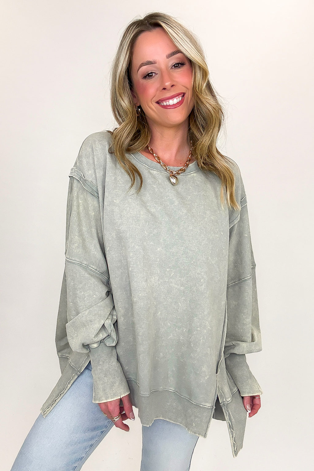 August Glow Acid Wash Pullover - BACK IN STOCK - Madison and Mallory