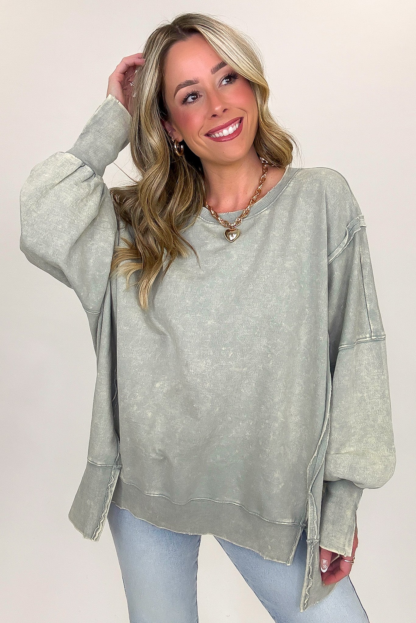 August Glow Acid Wash Pullover - BACK IN STOCK - Madison and Mallory