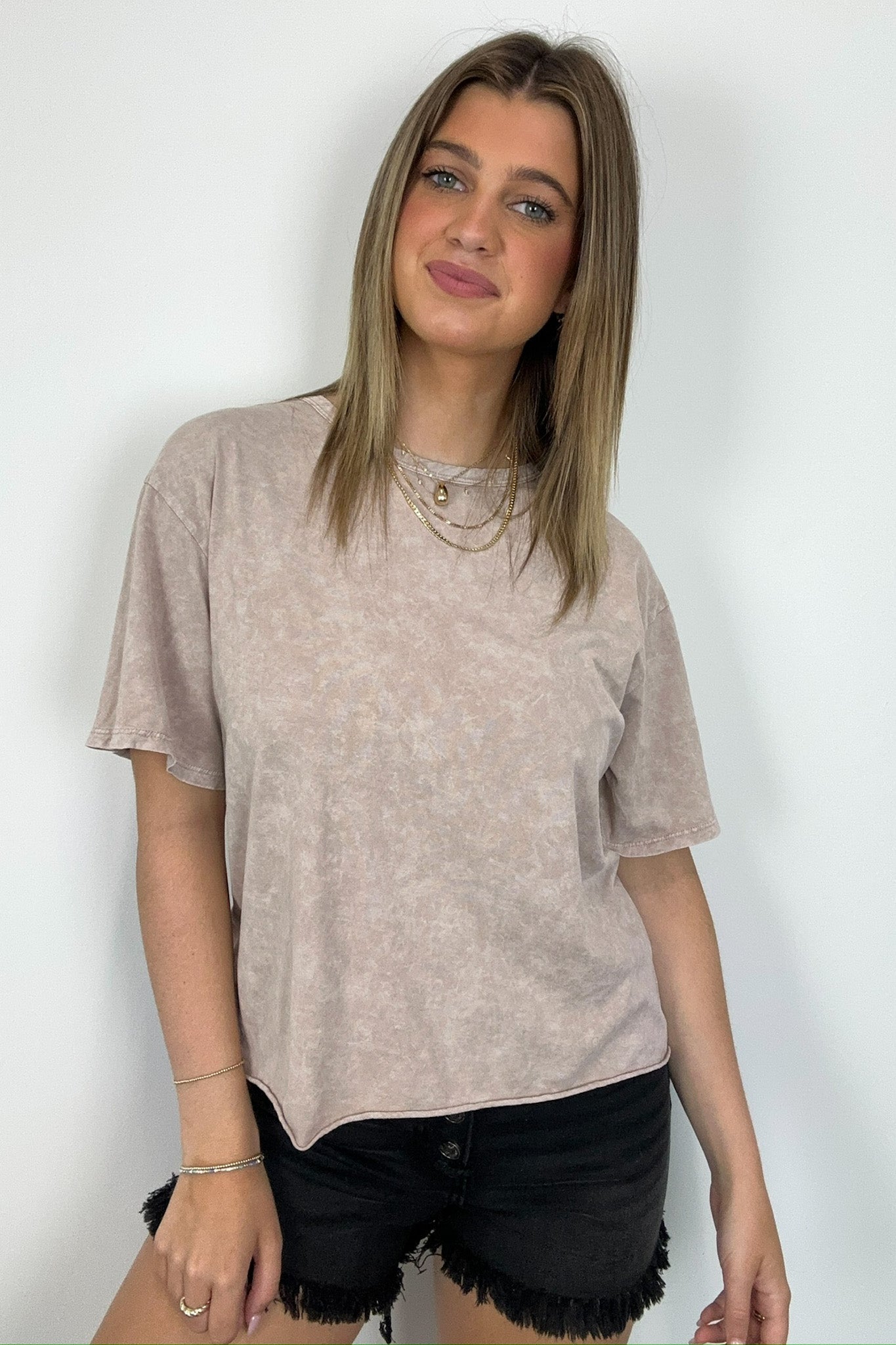  Aurora Nights Mineral Washed Short Sleeve Top - BACK IN STOCK - Madison and Mallory