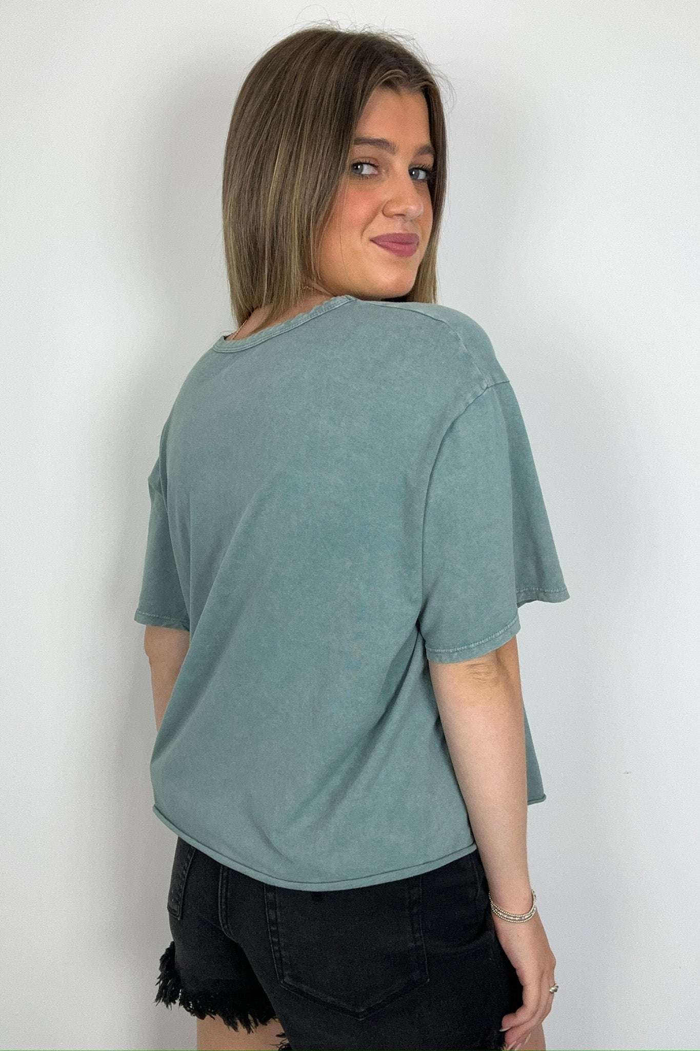  Aurora Nights Mineral Washed Short Sleeve Top - BACK IN STOCK - Madison and Mallory