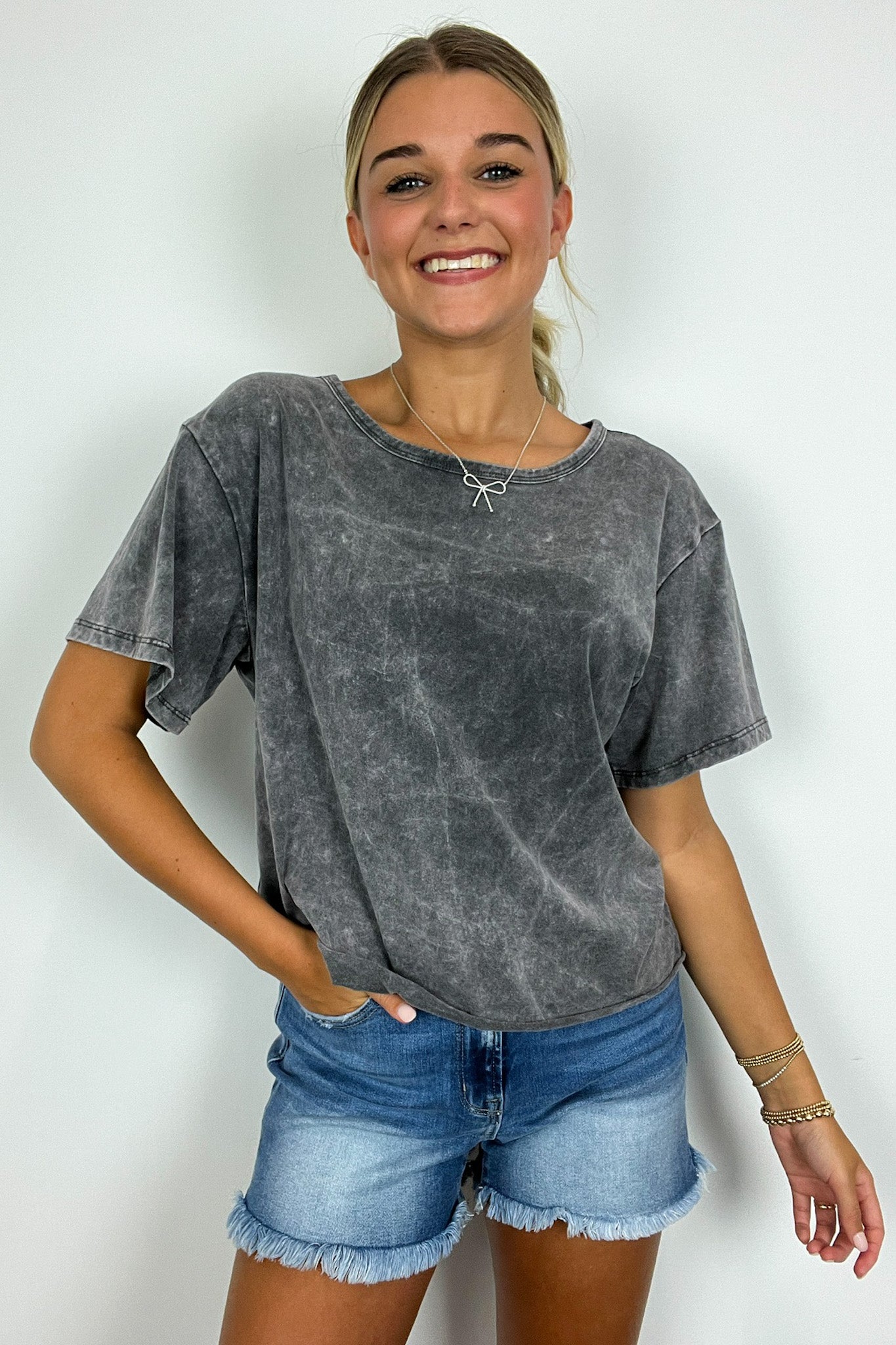  Aurora Nights Mineral Washed Short Sleeve Top - BACK IN STOCK - Madison and Mallory