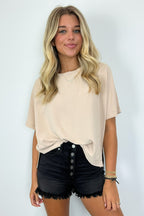 Sand / S Aurora Short Sleeve Relaxed Top - FINAL SALE - Madison and Mallory