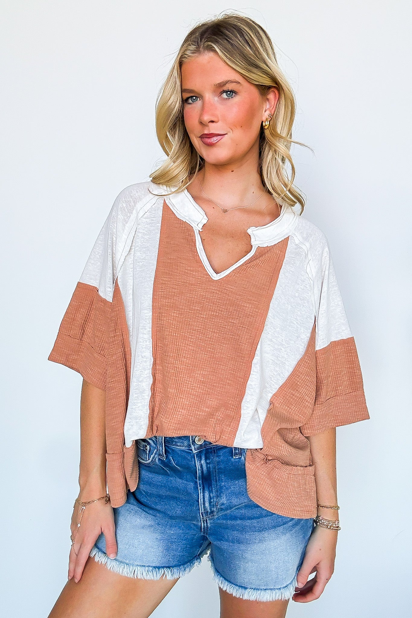 Aurora Dreams Oversized Color Block Contrast Top - BACK IN STOCK - Madison and Mallory
