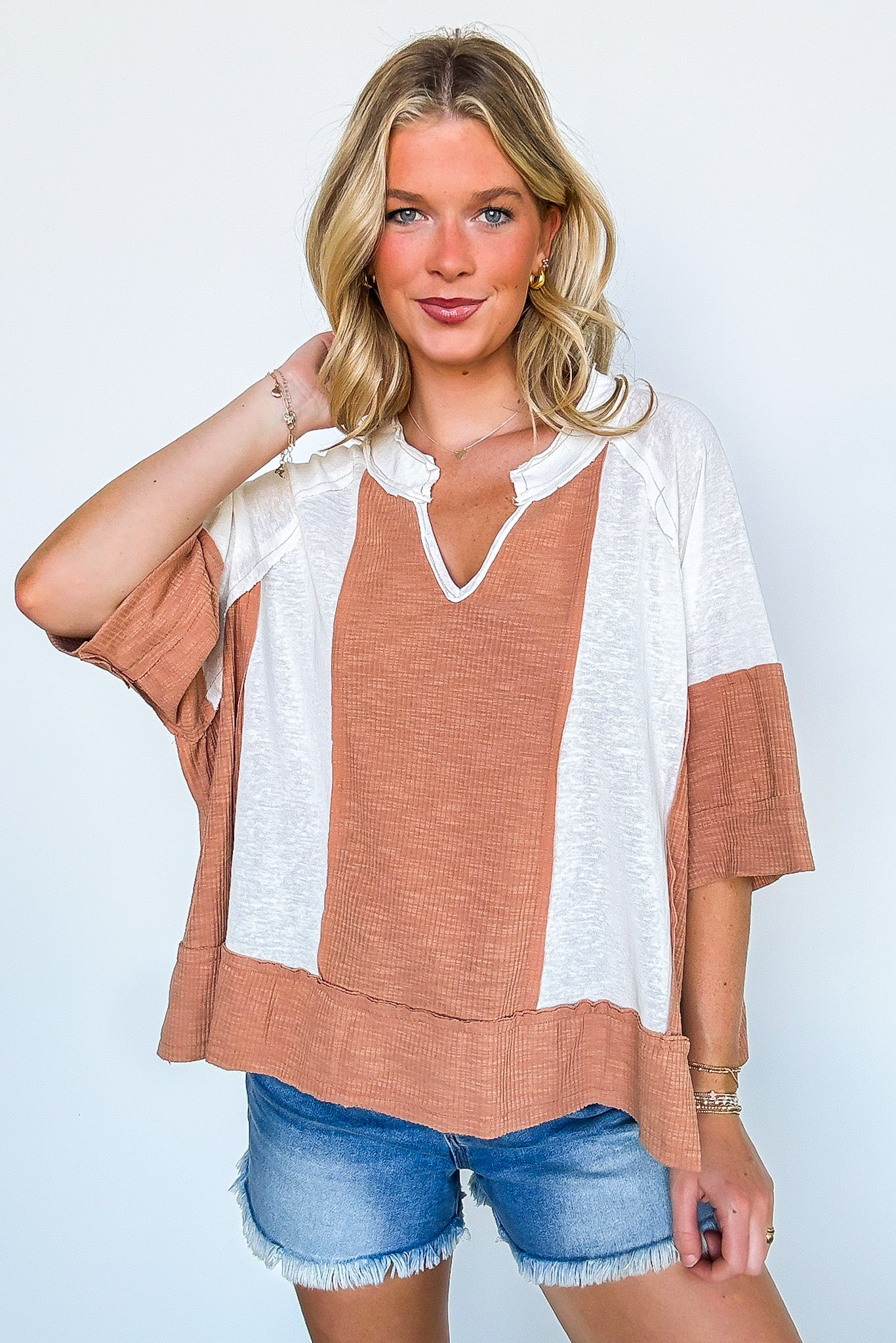 Aurora Dreams Oversized Color Block Contrast Top - BACK IN STOCK - Madison and Mallory