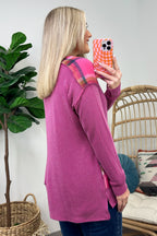  Autumn Sweetheart Plaid Contrast Rib Knit Top - FINAL SALE - Madison and Mallory