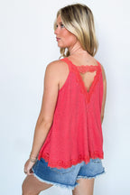 Avah Ribbed Lace Trim Tank Top - FINAL SALE - Madison and Mallory