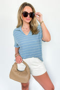Slate Blue / S Avalee Flowy Striped Top - FINAL SALE - Madison and Mallory