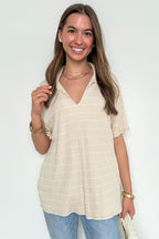Taupe / S Avalee Flowy Striped Top - FINAL SALE - Madison and Mallory