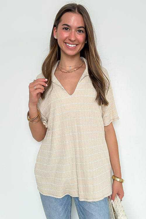 Taupe / S Avalee Flowy Striped Top - FINAL SALE - Madison and Mallory