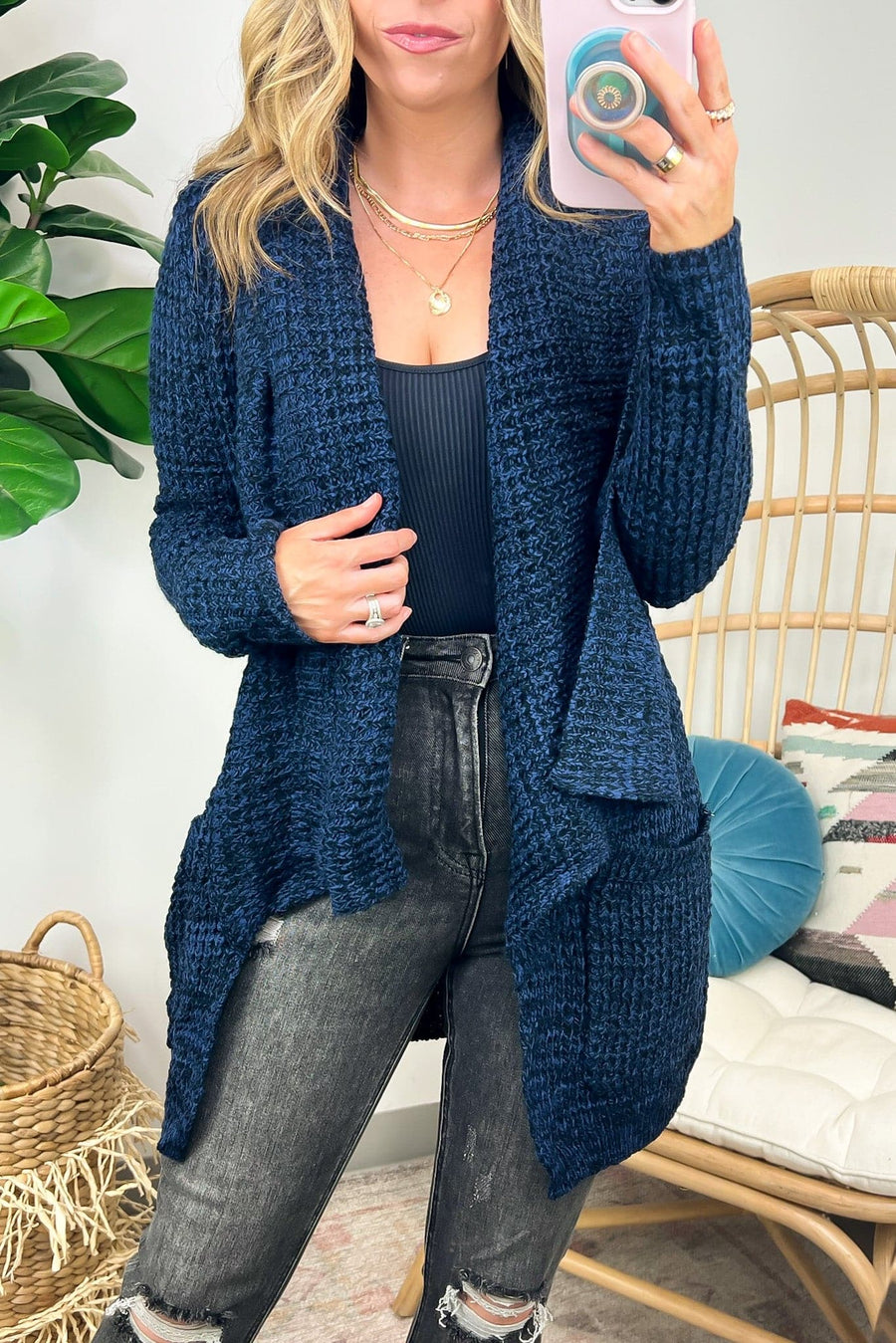  Avaleigh Two Tone Collared Cardigan - Madison and Mallory