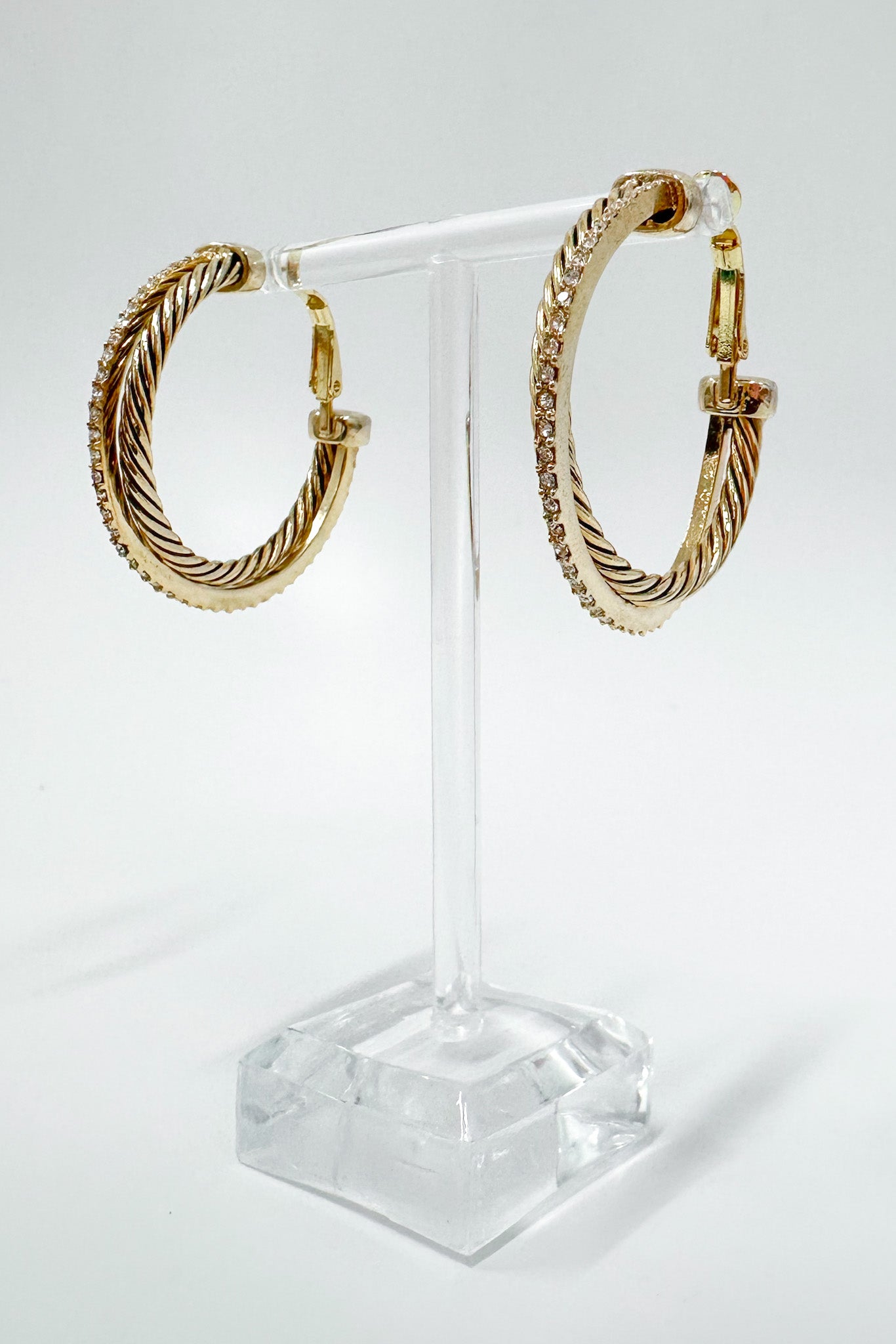 Gold Avani Twisted Crystal and Cable Hoop Earrings - Madison and Mallory
