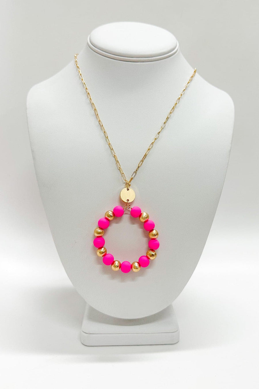 Fuchsia Aveiro Satin & Clay Ball Mix Pendant Necklace - FINAL SALE - Madison and Mallory