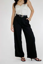Black / S Avery Pleated Trousers - Madison and Mallory