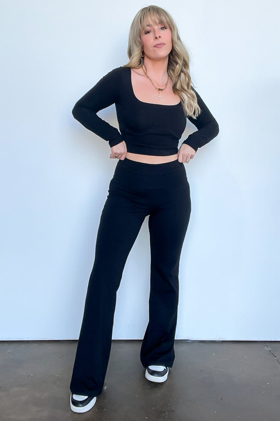 Black / S Ayanah High Waist Flare Leggings - Madison and Mallory