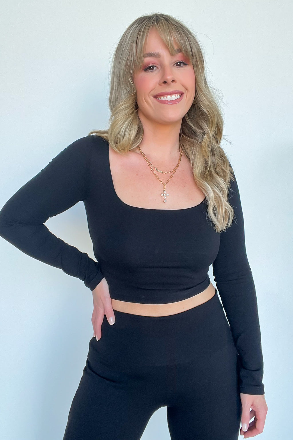  Ayanah Long Sleeve Double Layer Top - FINAL SALE - Madison and Mallory
