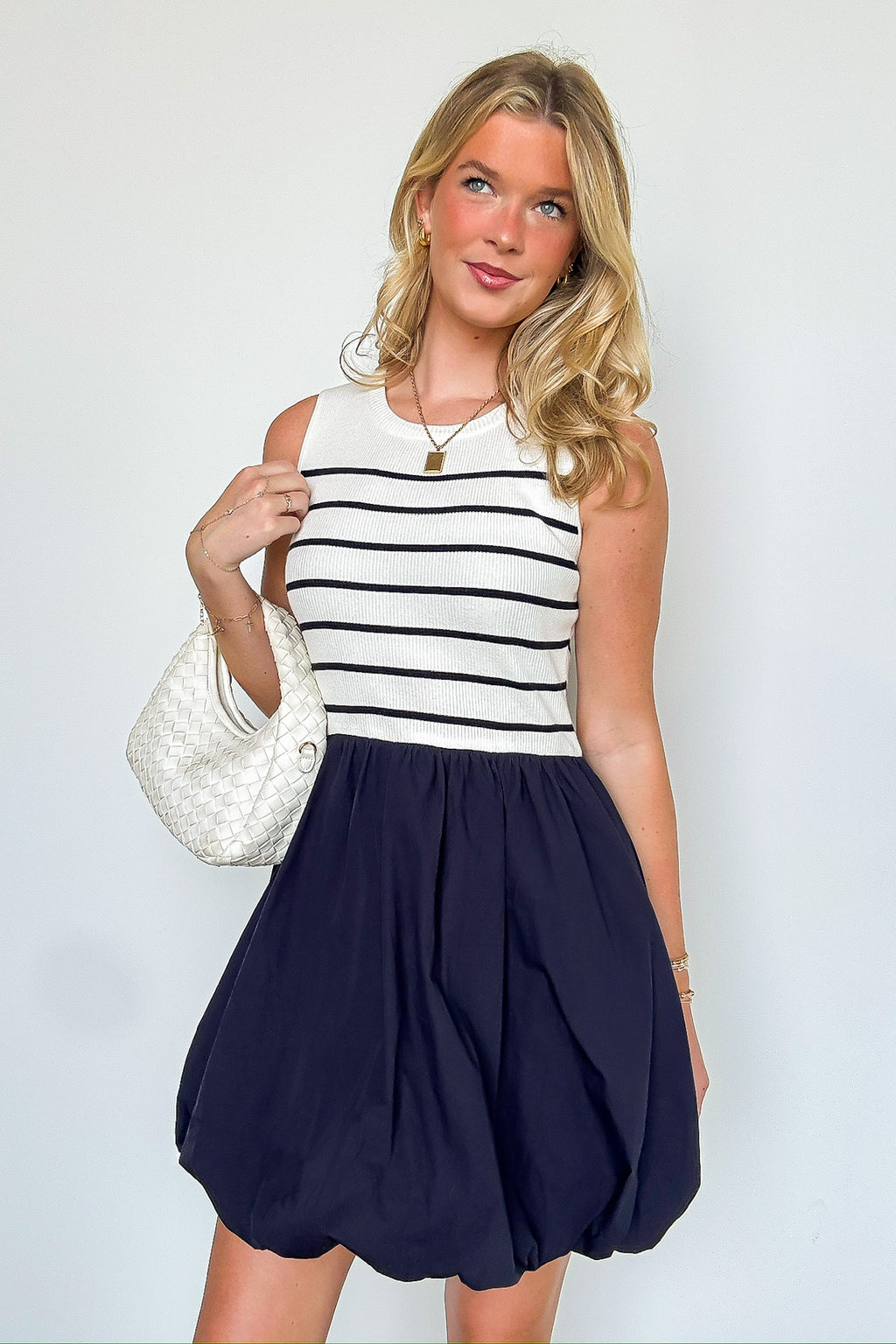 Aylie Striped Knit Bubble Hem Dress - FINAL SALE - Madison and Mallory