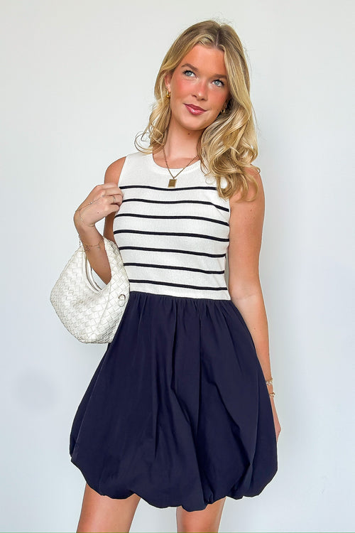 Aylie Striped Knit Bubble Hem Dress - FINAL SALE - Madison and Mallory