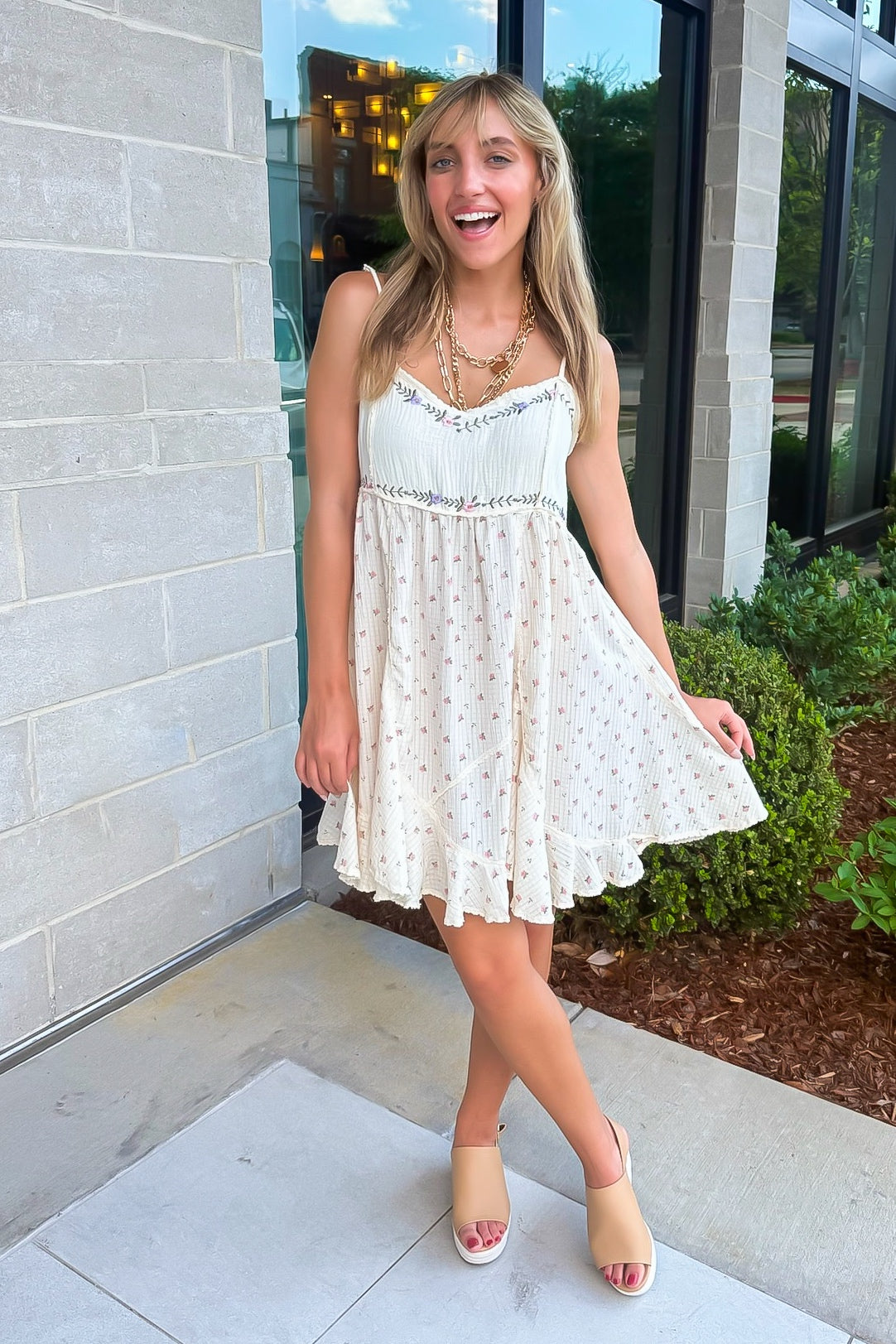 Ellette Double Gauze Floral Woven Dress - FINAL SALE - Madison and Mallory