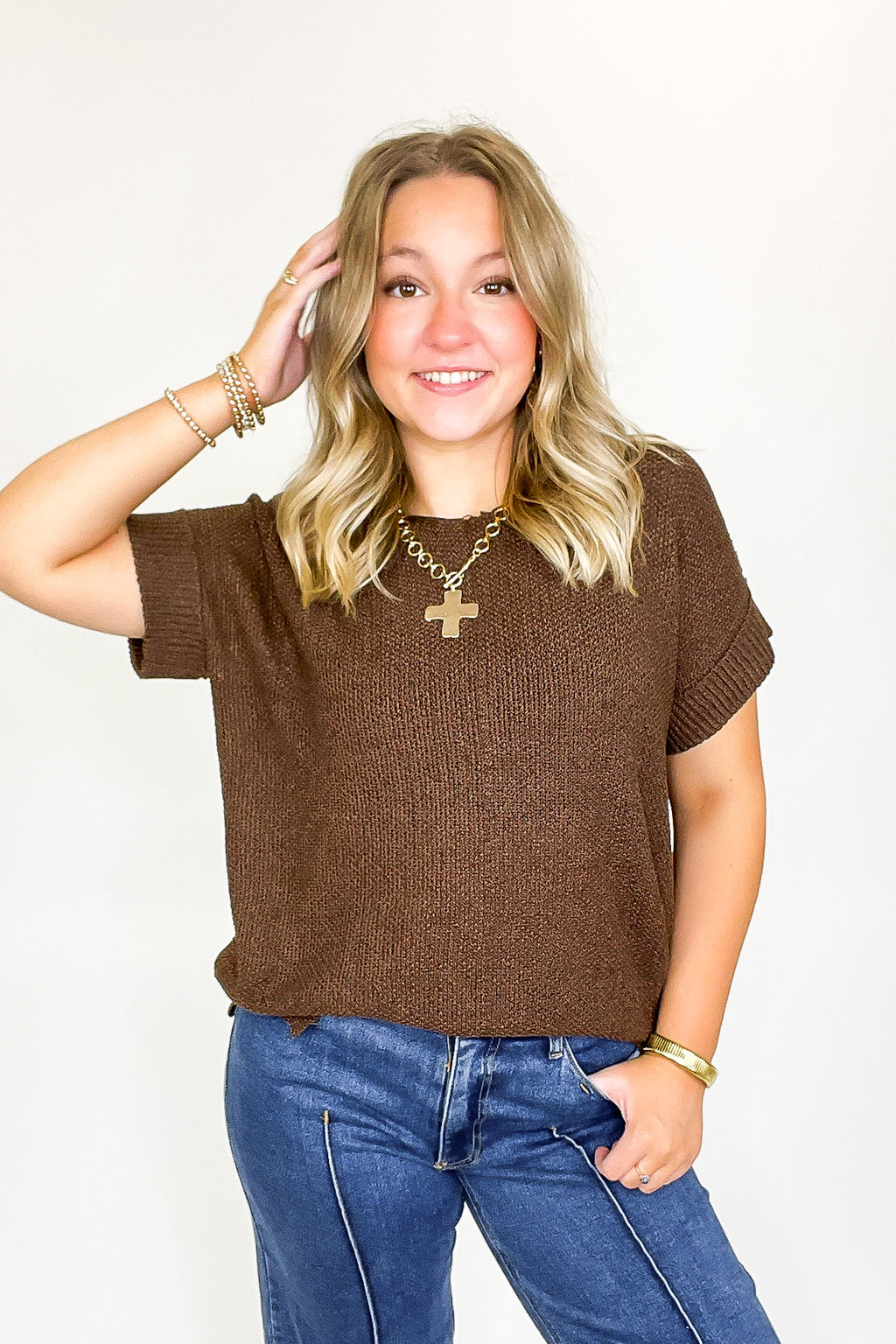 Soft Form Short Sleeve Knit Top - BACK IN STOCK - Madison and Mallory