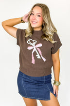 Key to Charm Graphic Knit Short Sleeve Sweater - FINAL SALE - Madison and Mallory