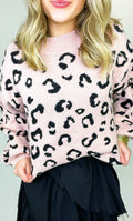 S / Pink Prowl Pattern Animal Print Knit Sweater - FINAL SALE - Madison and Mallory