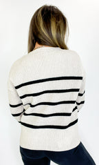 Prep Line Relaxed Fit Ribbed Knit Striped Sweater - FINAL SALE - Madison and Mallory