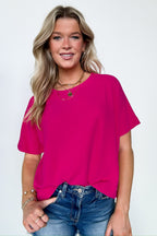 Magenta / S Aurora Short Sleeve Relaxed Top - FINAL SALE - Madison and Mallory