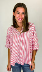 JoJo Striped Button Down Relaxed Top - BACK IN STOCK - Madison and Mallory