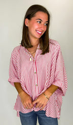 Ruby / SM JoJo Striped Button Down Relaxed Top - BACK IN STOCK - Madison and Mallory
