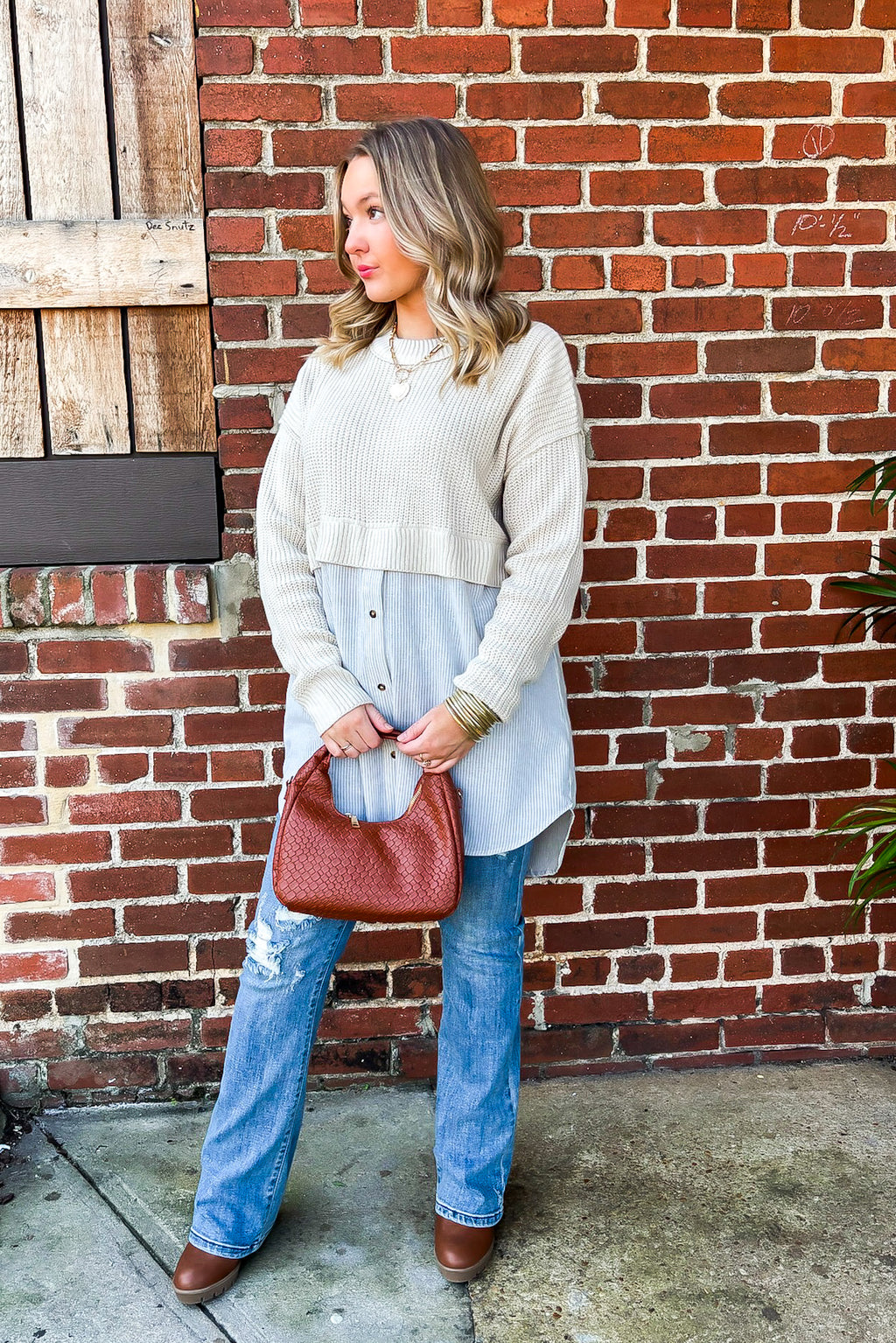 Split Seconds Knit and Button Down Top - FINAL SALE - Madison and Mallory