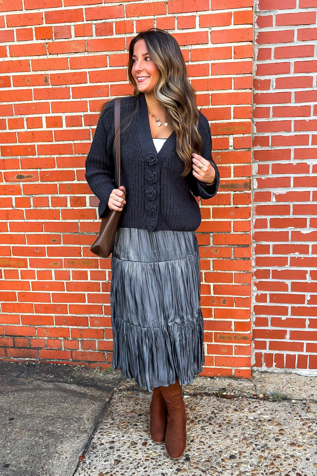 Captivating Delight Tiered Crinkle Shimmer Satin Skirt - FINAL SALE - Madison and Mallory