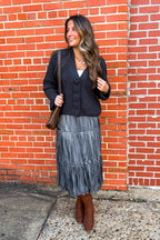 Captivating Delight Tiered Crinkle Shimmer Satin Skirt - FINAL SALE - Madison and Mallory